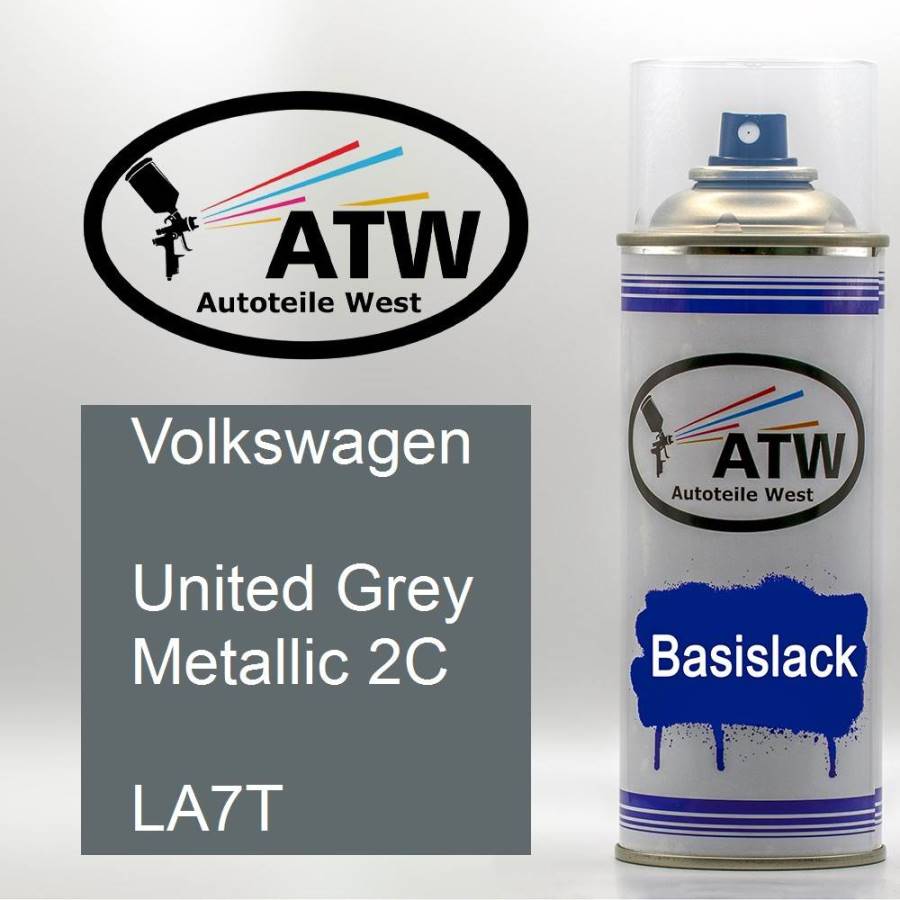 Volkswagen, United Grey Metallic 2C, LA7T: 400ml Sprühdose, von ATW Autoteile West.